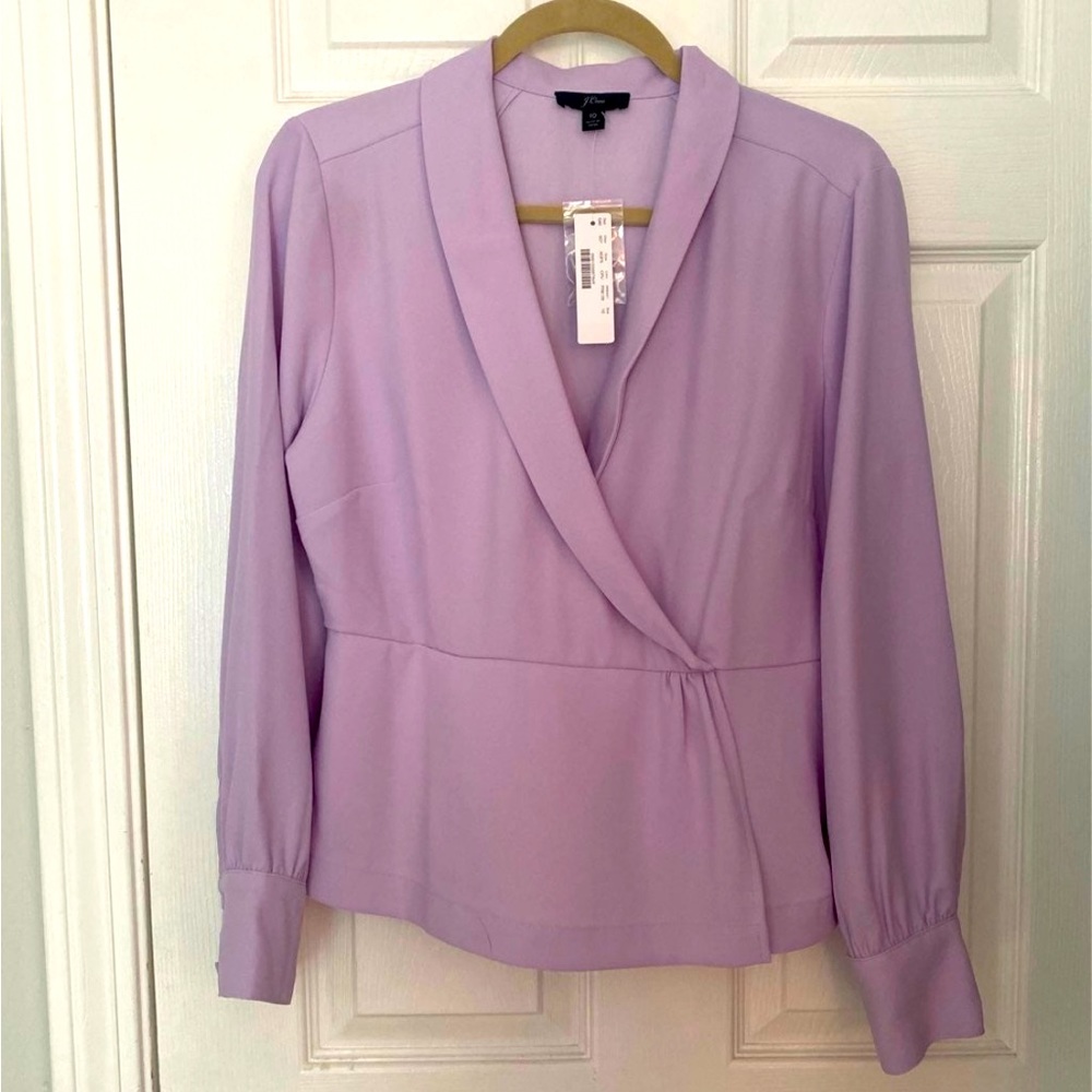 NWT J Crew wrap blouse. Size 10. Lavender